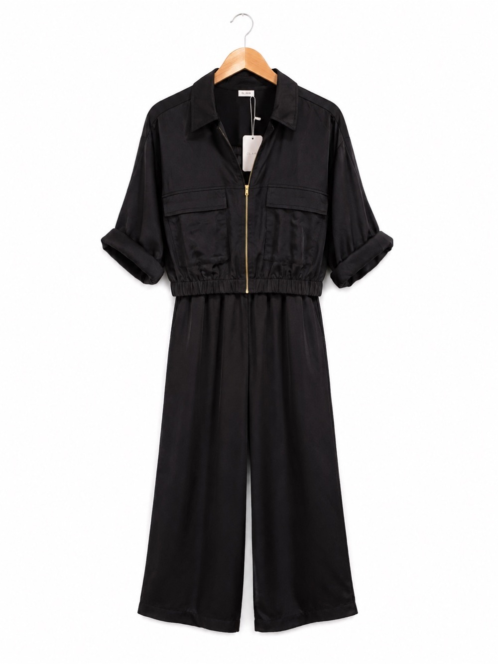 NWT GLAM Satin Wide Leg 2 piece Pantsuit Size Small